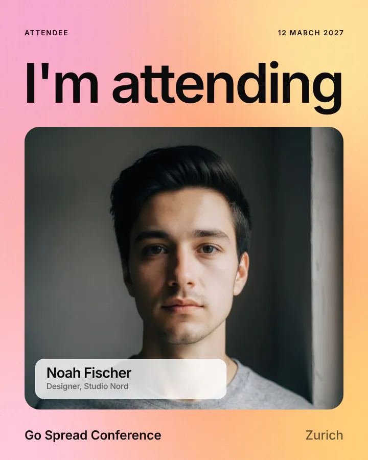 I'm attending event graphic with attendee photo for LinkedIn