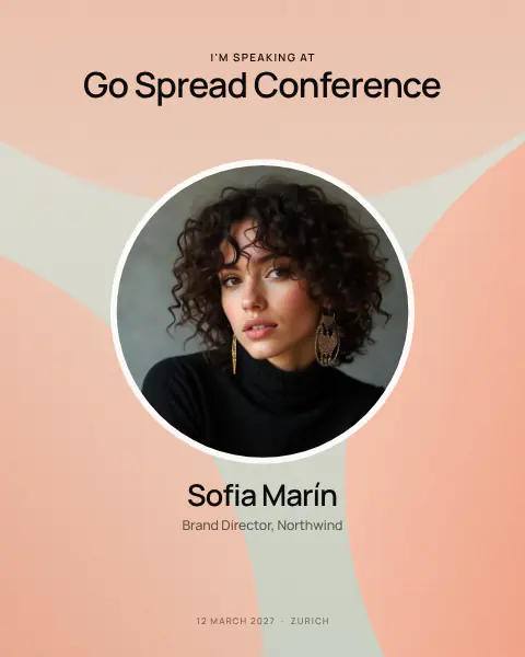 Orbit event graphic template from the Go Spread Design Editor, portrait 1080 × 1350